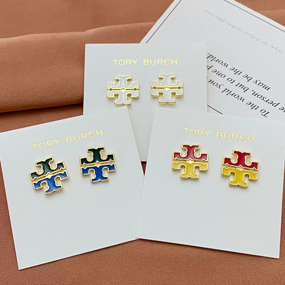 Tory Burch Enamel Alphabet Stud Earrings